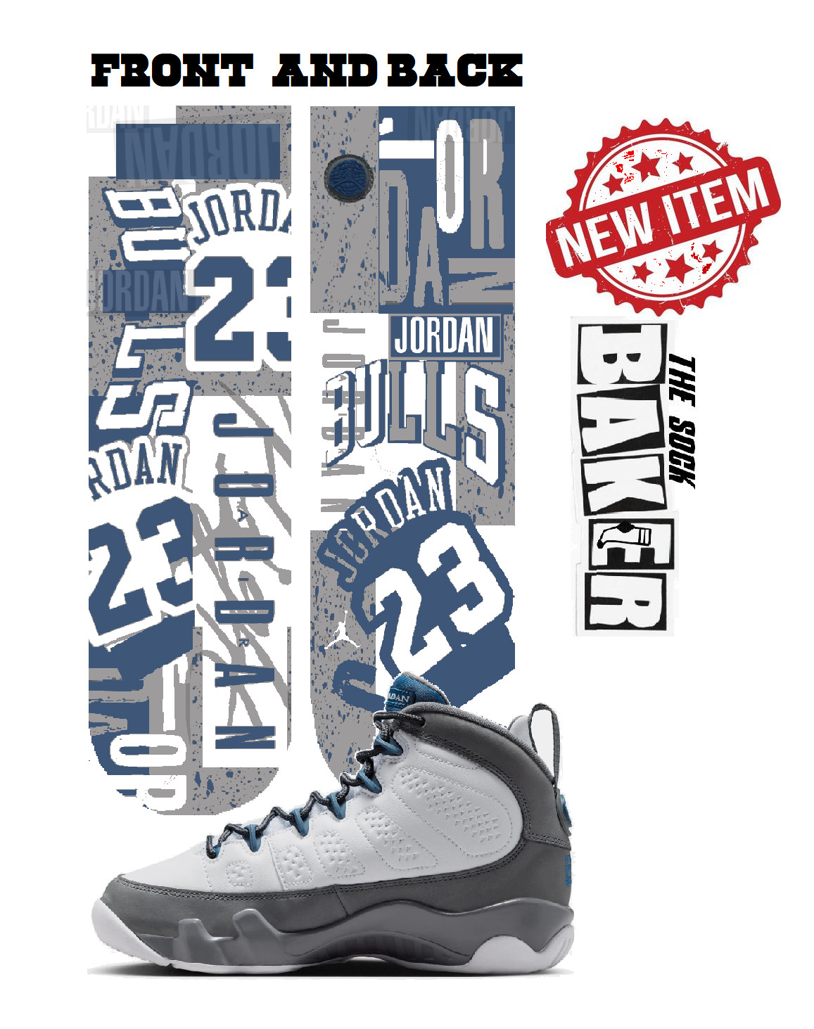 JORDAN 9 FLINT GREY SOCKS TO MATCH