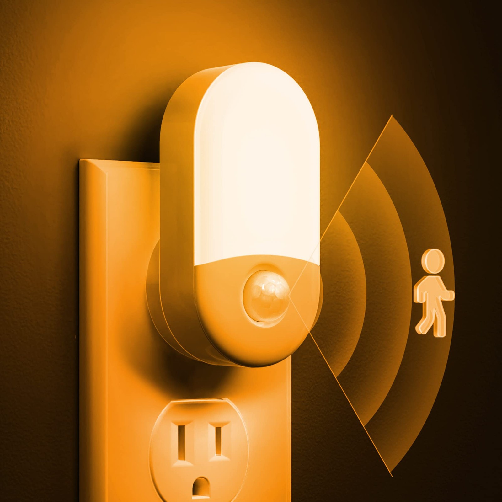L LOHAS LED Amber Night Light, 2 Pack, Lights Plug into 2 PACKS,