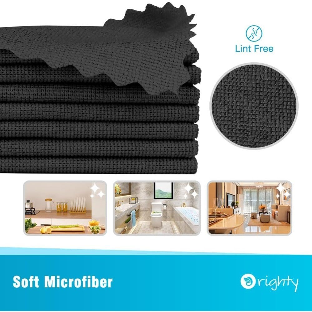 Black Microfiber Cleaning Cloth, 24 Pack Highly Absorbent Cleaning Rags,