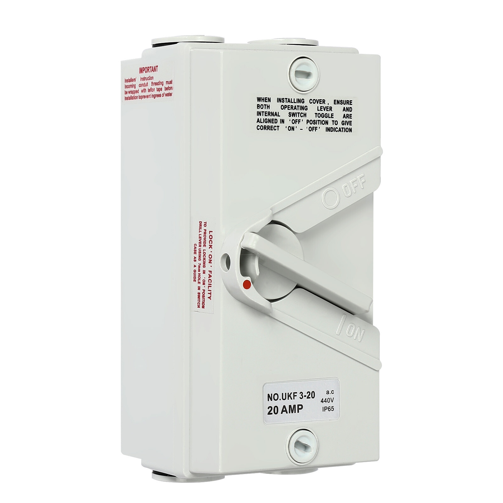 440V 20A 3 Pole Wall-Mounted Isolation Switch Waterproof Safety Isolation Switch