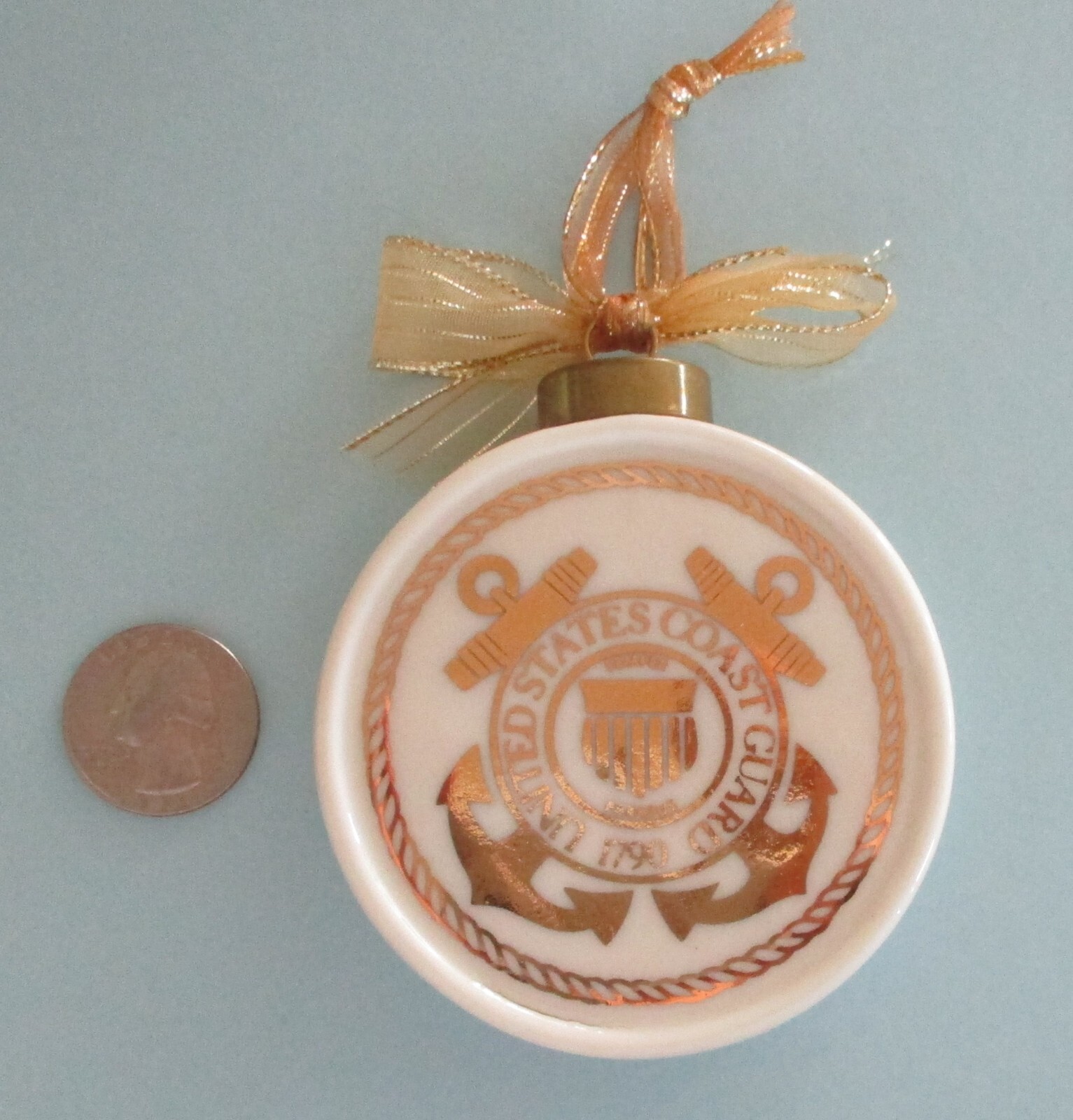 USCG UNITED STATES COASD GUARD 1790 SEMPER PARATUS Porcelain Ornament 3 x 3 x 1"