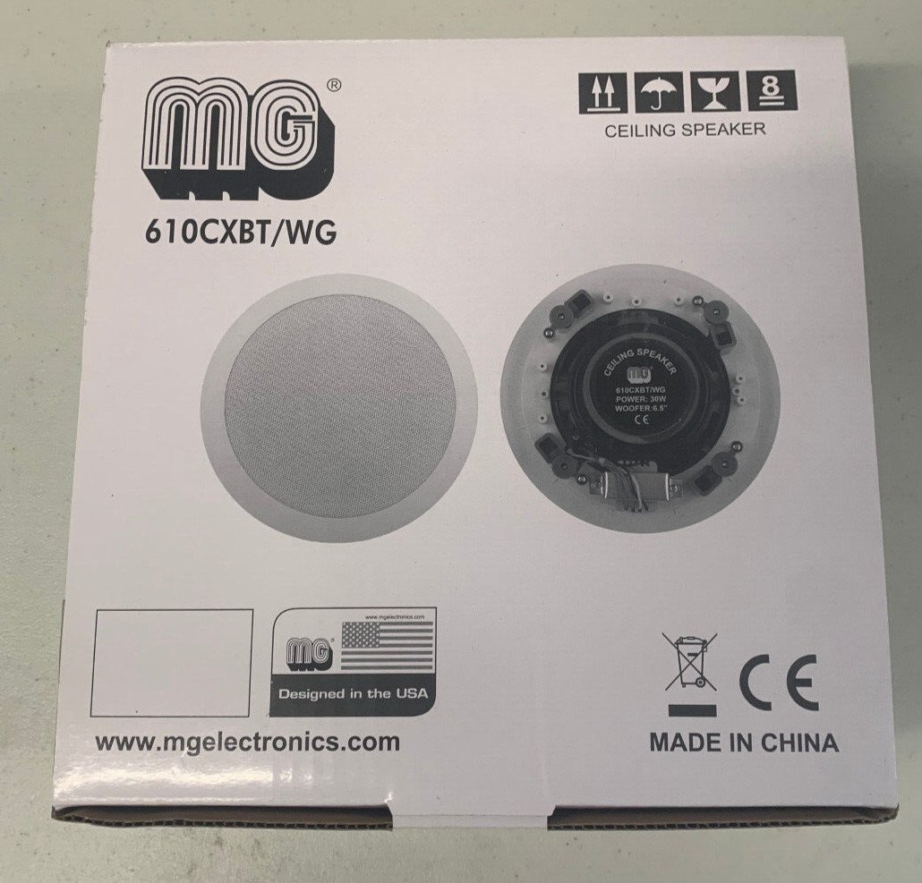 MG Electronics 610CXBT/WH Speaker High Style Grill 70/25V Transformer White 6.5"