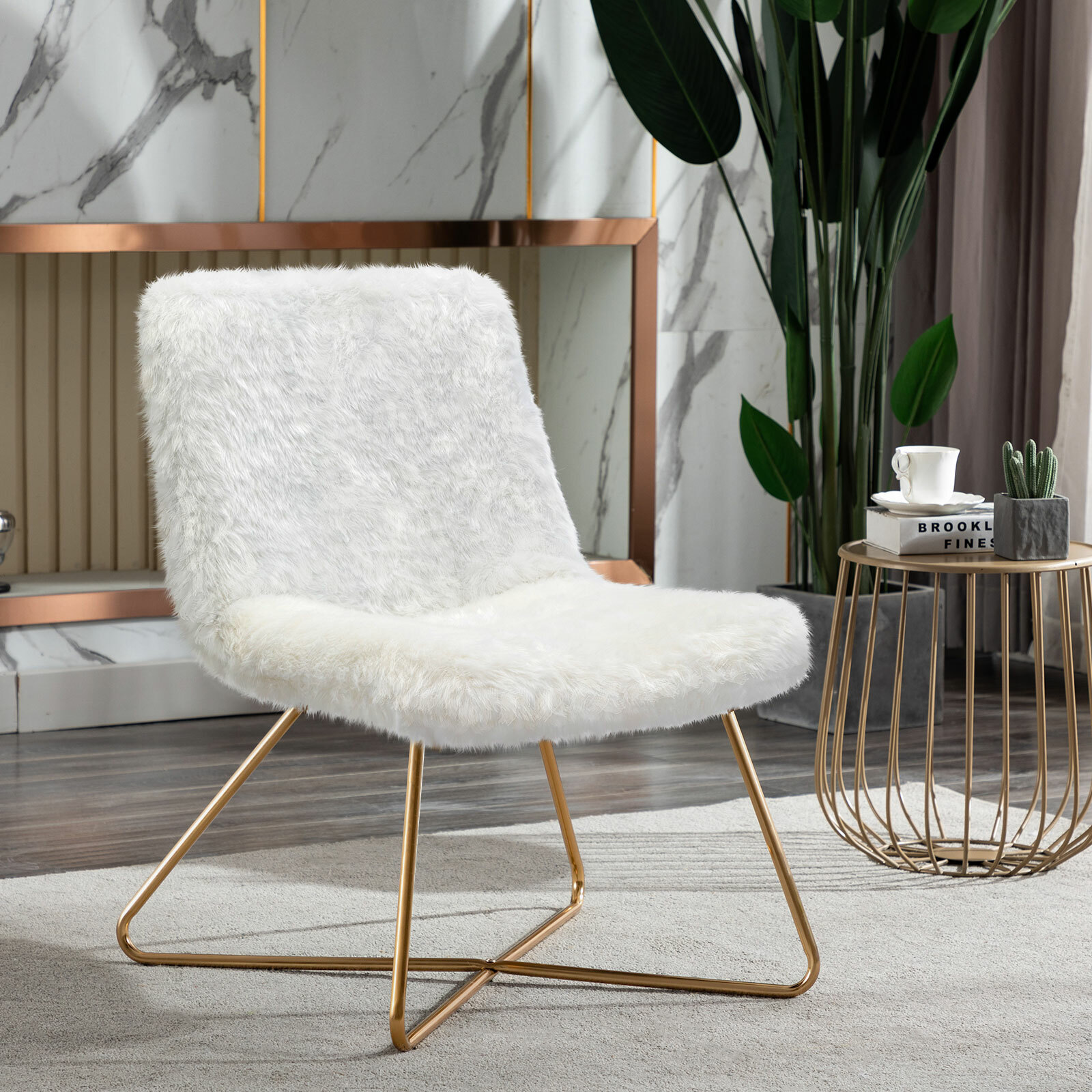 Duhome Faux Fur Upholstered Living Room Chair Accent Chair Modern Desk Chair