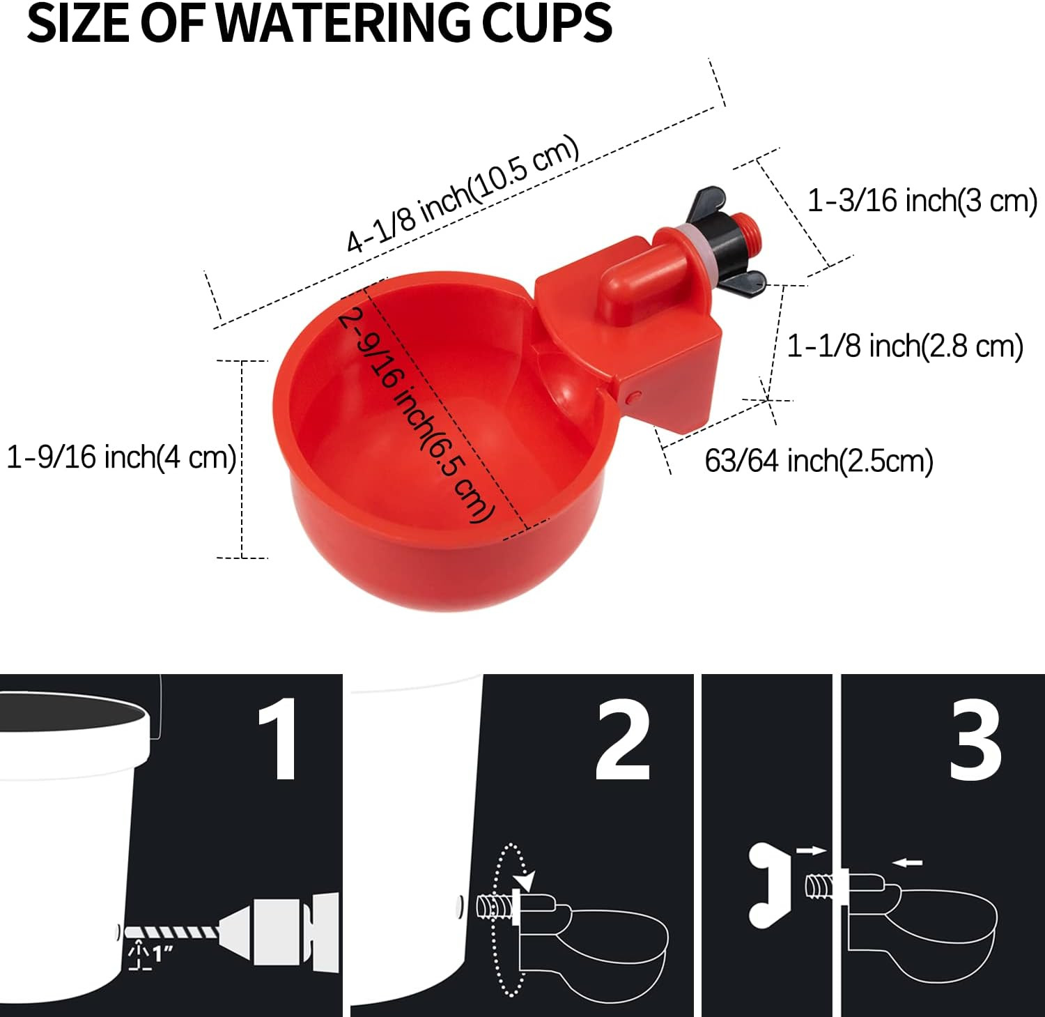 Outdoor 5 Gallon Chicken Waterer - 4 Pack Durable Automatic Cups Included