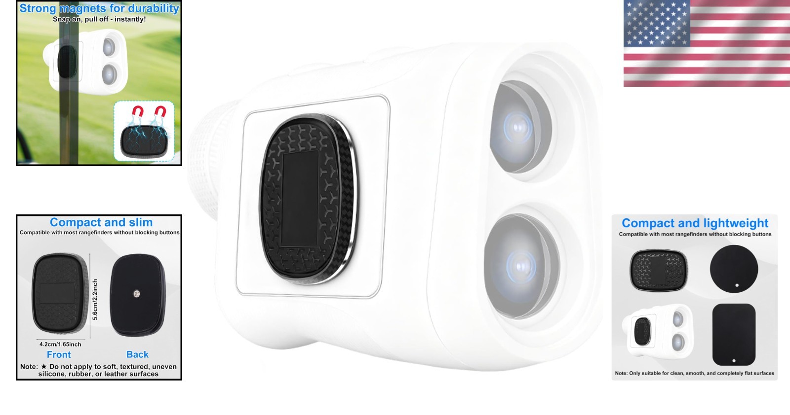 Durable Magnetic Golf Rangefinder Mount with Washers - Black Golf Cart Accessory