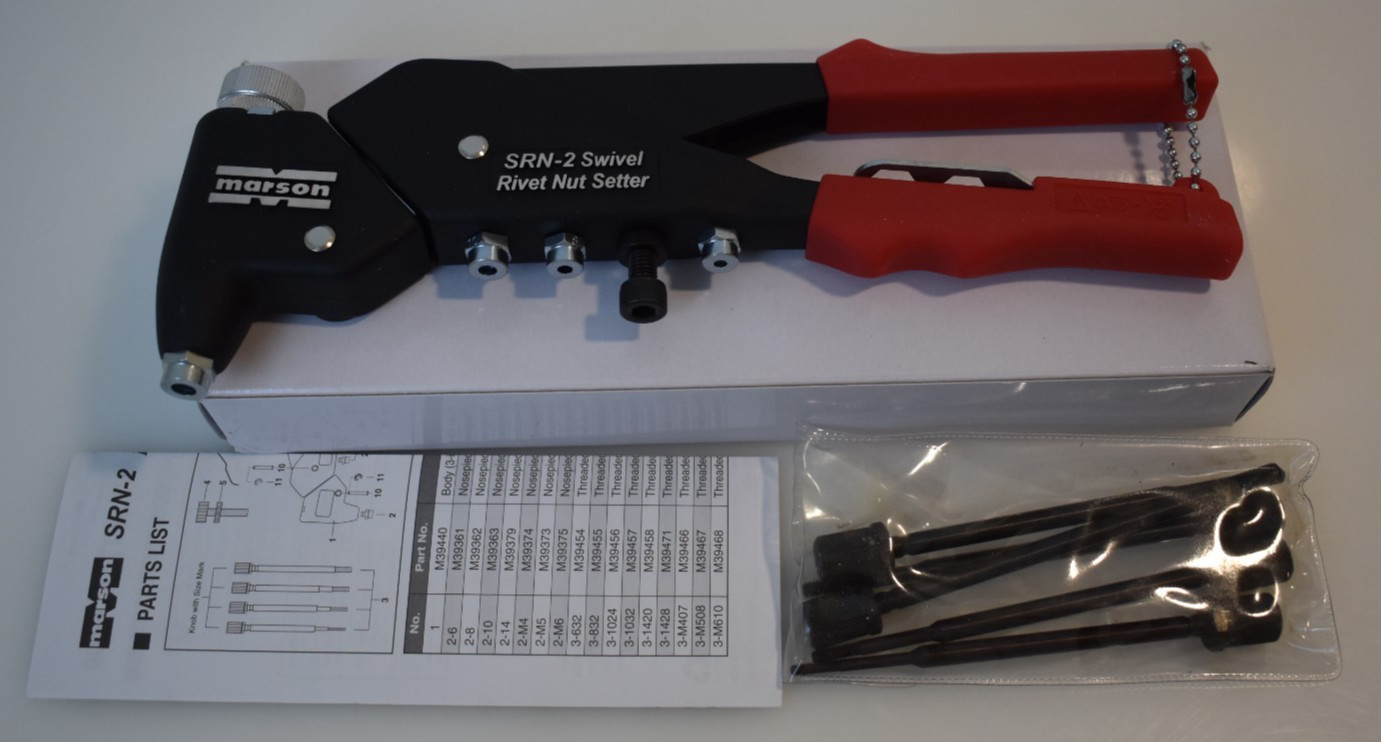 Marson Swivel Head Rivet Nut Setter SRN-2 Klik Turn Mandrels And Nosepiece 39400