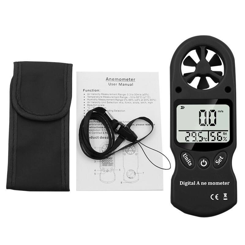 New Anemometer Mini Handheld Digital Temperature and Humidity Meter Anemometer