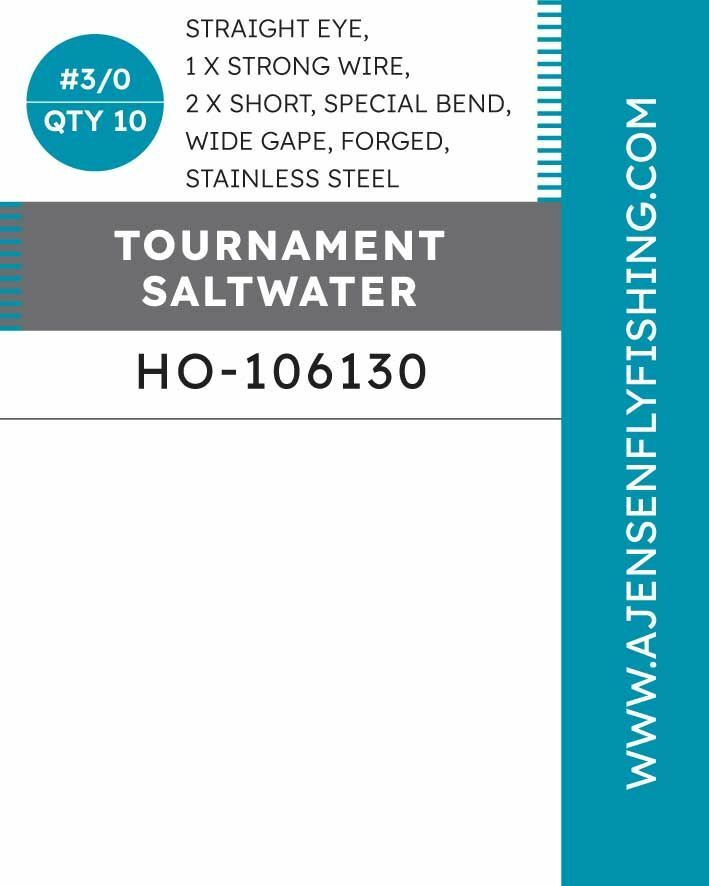 10 A.Jensen Fly tying hooks TOURNAMENT SALTWATER - #2 to #6 and #1/0 to #3/0
