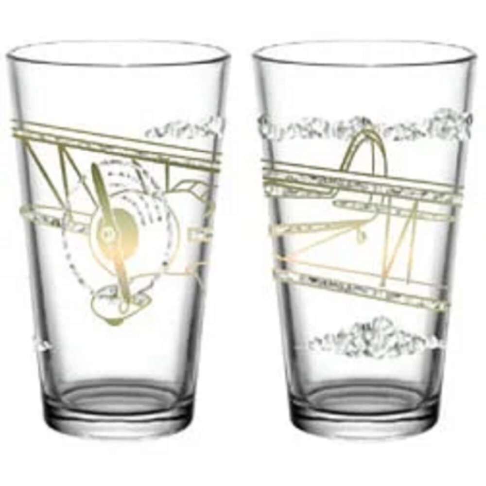 Airplane Gold and Ice Pint Glass---One Glass