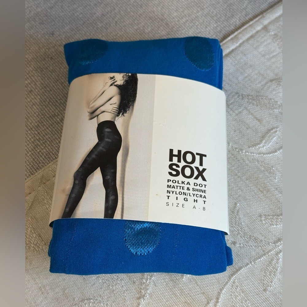 Hot Sox Polka Dot matte and shine blue lagoon tights a nylon/lycra size A-B