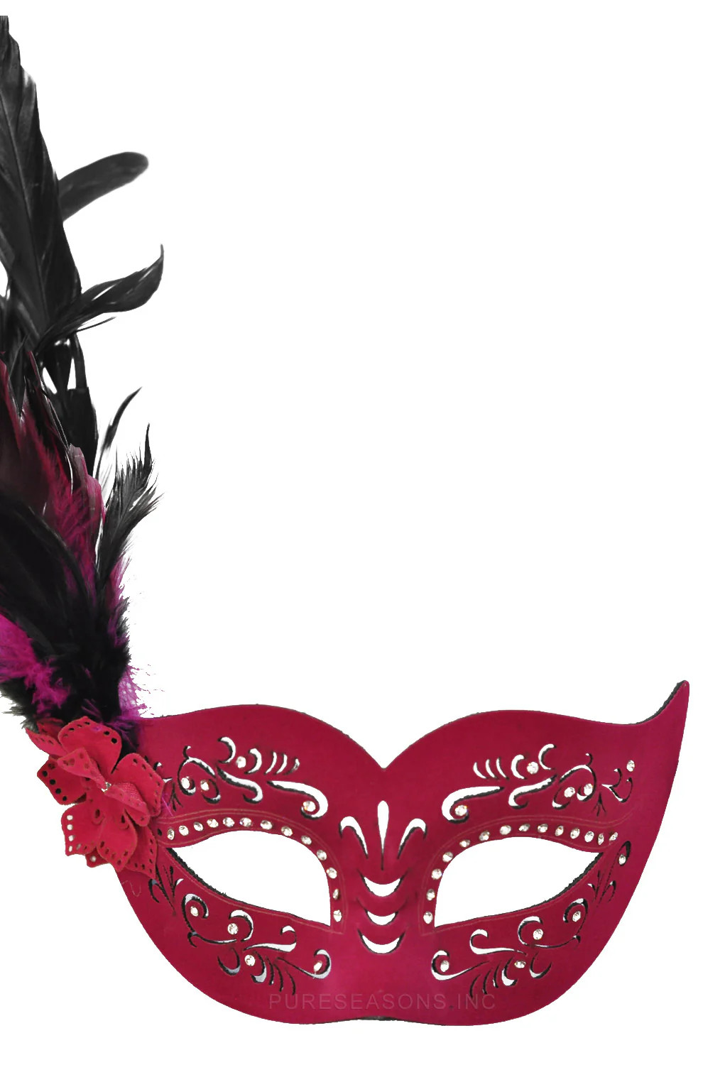 Brand New Venetian Feathered Divinity Masquerade Mask (Hot Pink)