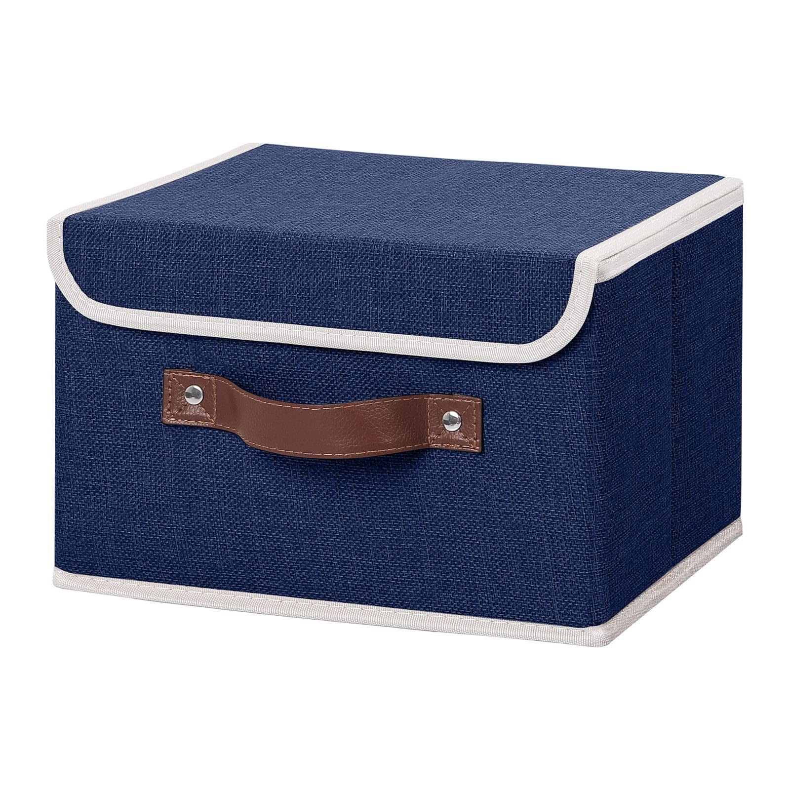 Storage Bin with Lid Storage Boxes with PU Leather Handles PP Plastic Board D...