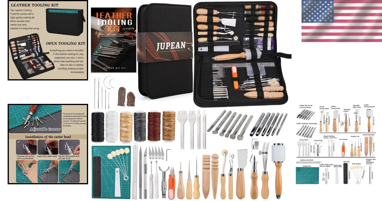 Leather Working Tools Kit, 70 Pcs, Stamping & Sewing Tools