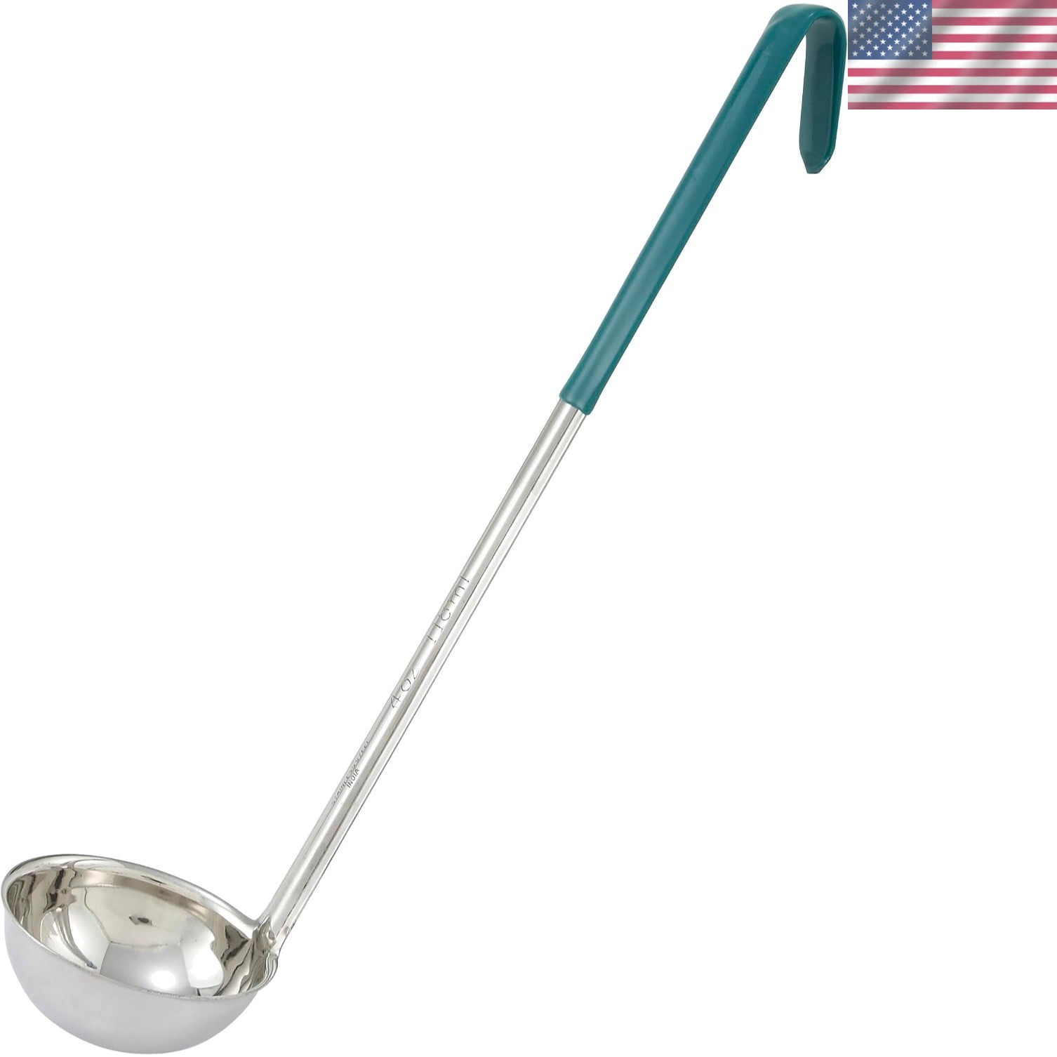 Stainless Steel Ladle with Green Handle, 4-Ounce, Medium | Portion control, C...