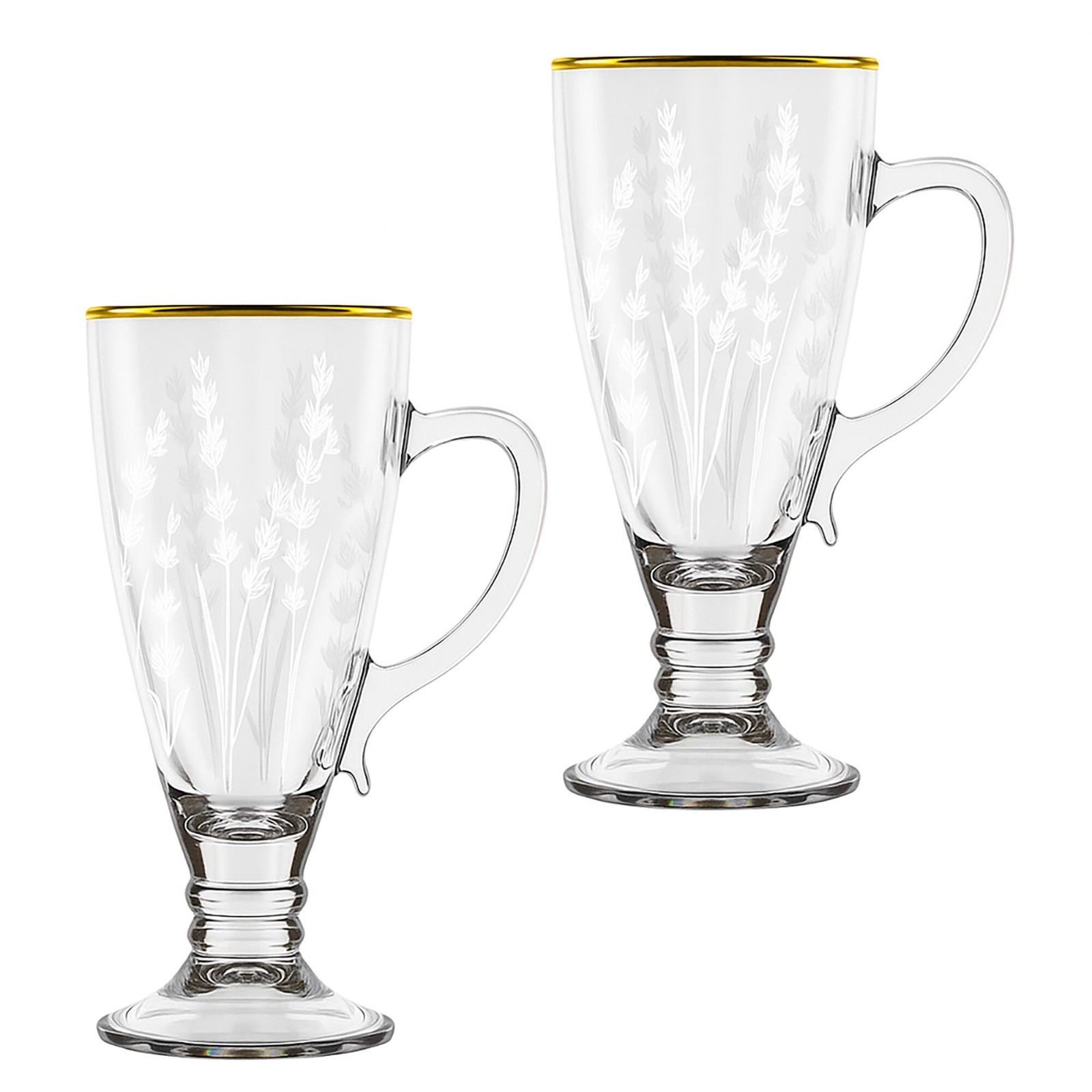 Lavender Footed Irish Coffee Mug Set of 2 Tall Glass Coffee Mugs [2x8.5 fl oz]