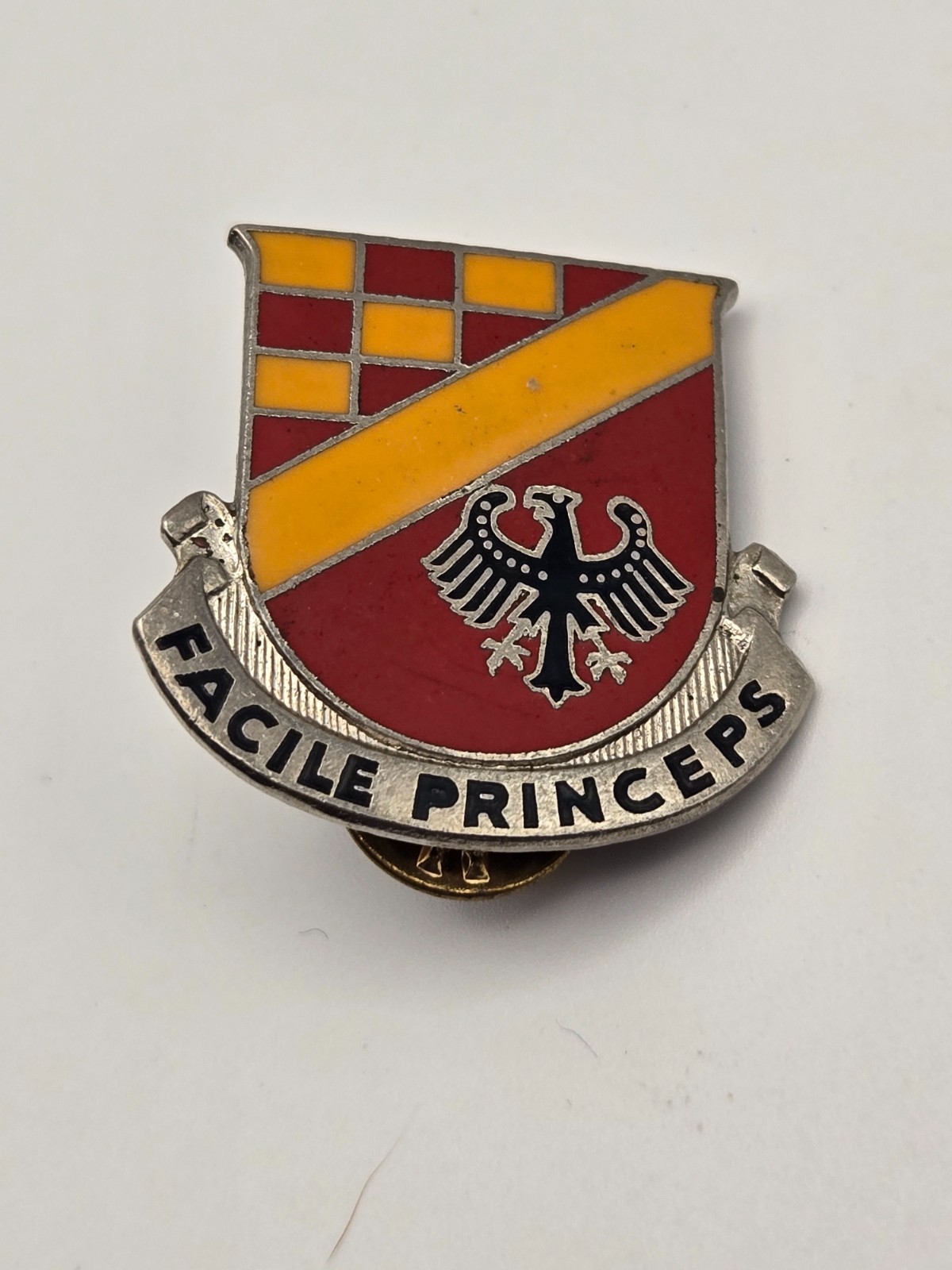 Vintage Army DUI Pin - "Facile Princeps" 205th Transportation Battalion