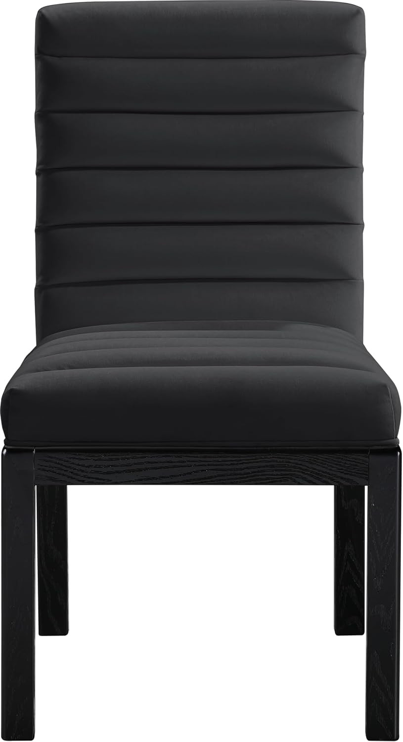 Evelyn Black Velvet Dining Chair with Sturdy Ash Wood Legs