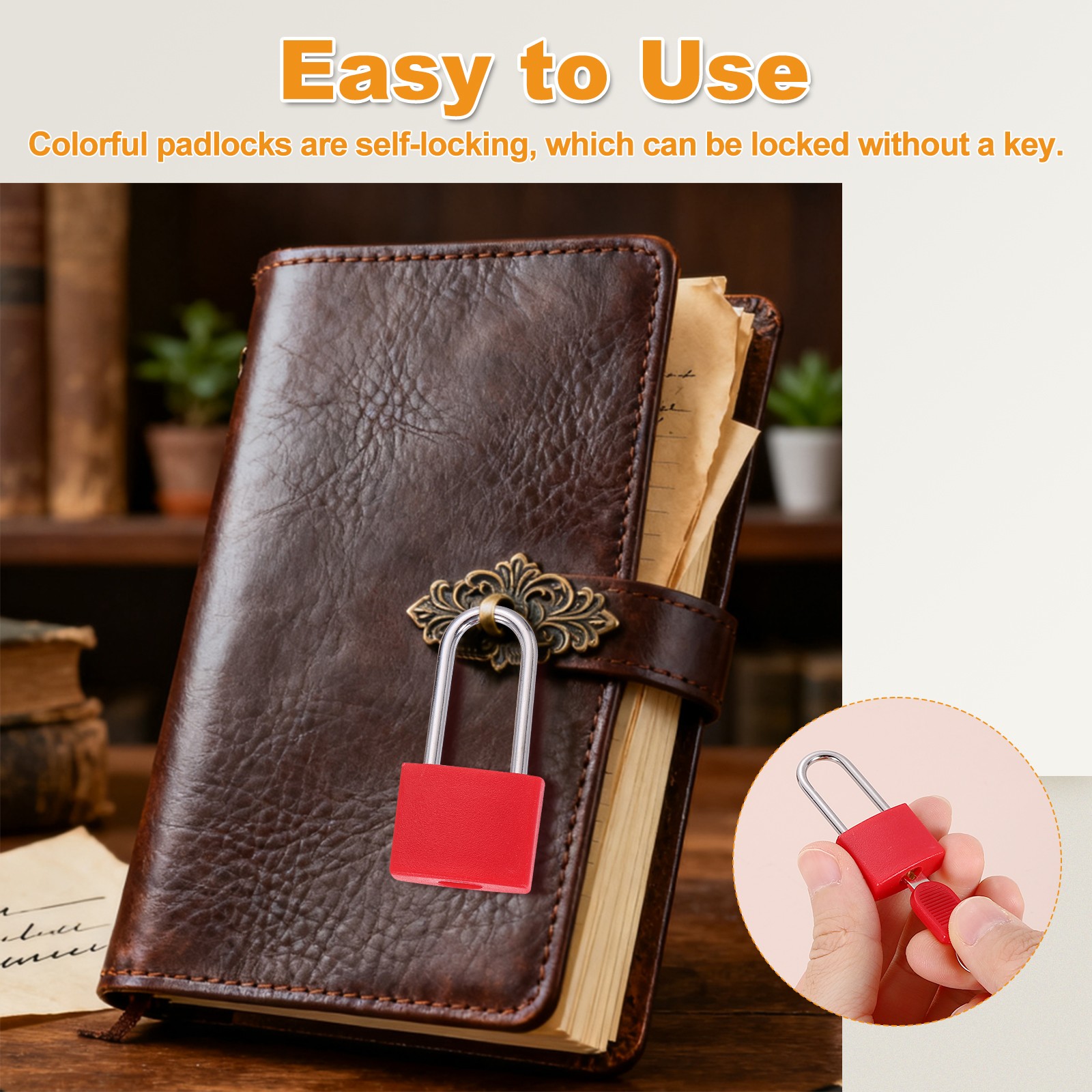 2 Pcs Padlock with Keys Long Shackle Waterproof Keyed Locks Red