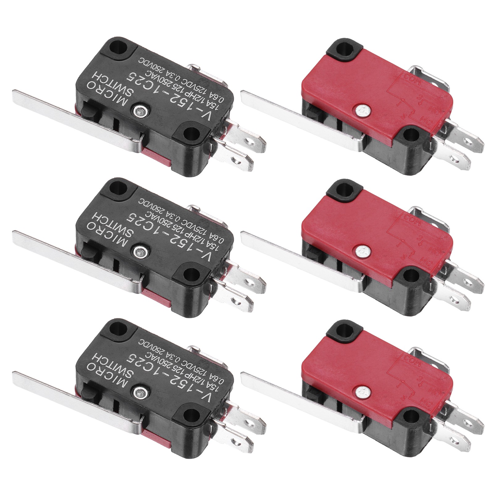 6Pcs V-152-1C25 1NO + 1NC Micro Switch 15A 125/250VAC Waterproof Switches