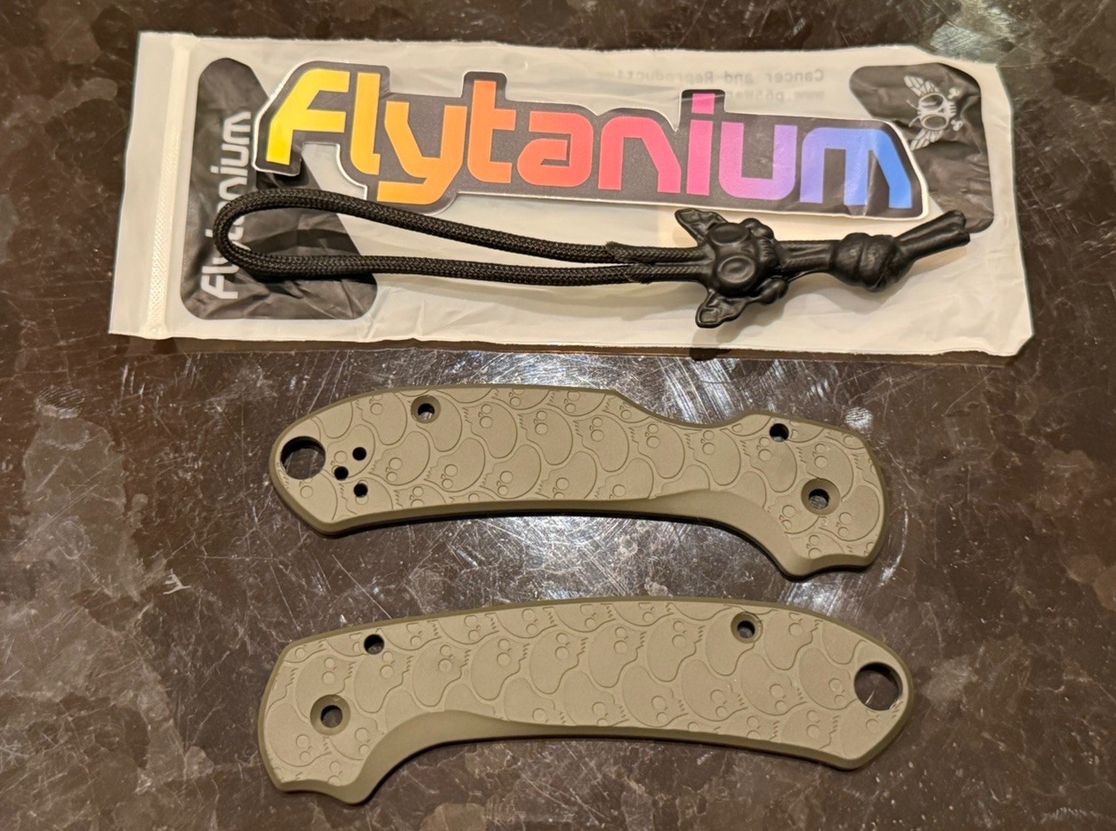 Flytanium x Playge Spyderco OD Green Cerakote Ti Para 3 Skinny Scales FLY-1210OD