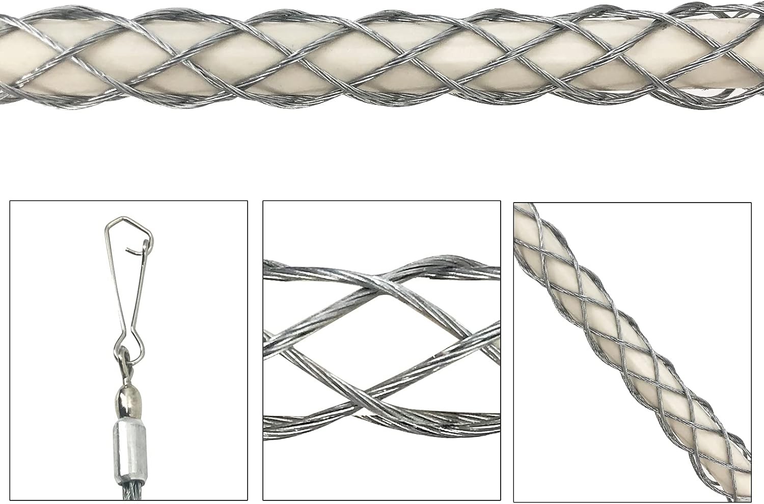 2pcs Eye Mesh Cable Grip Puller Galvanizing Cable Pulling Sock Grip Puller Rope