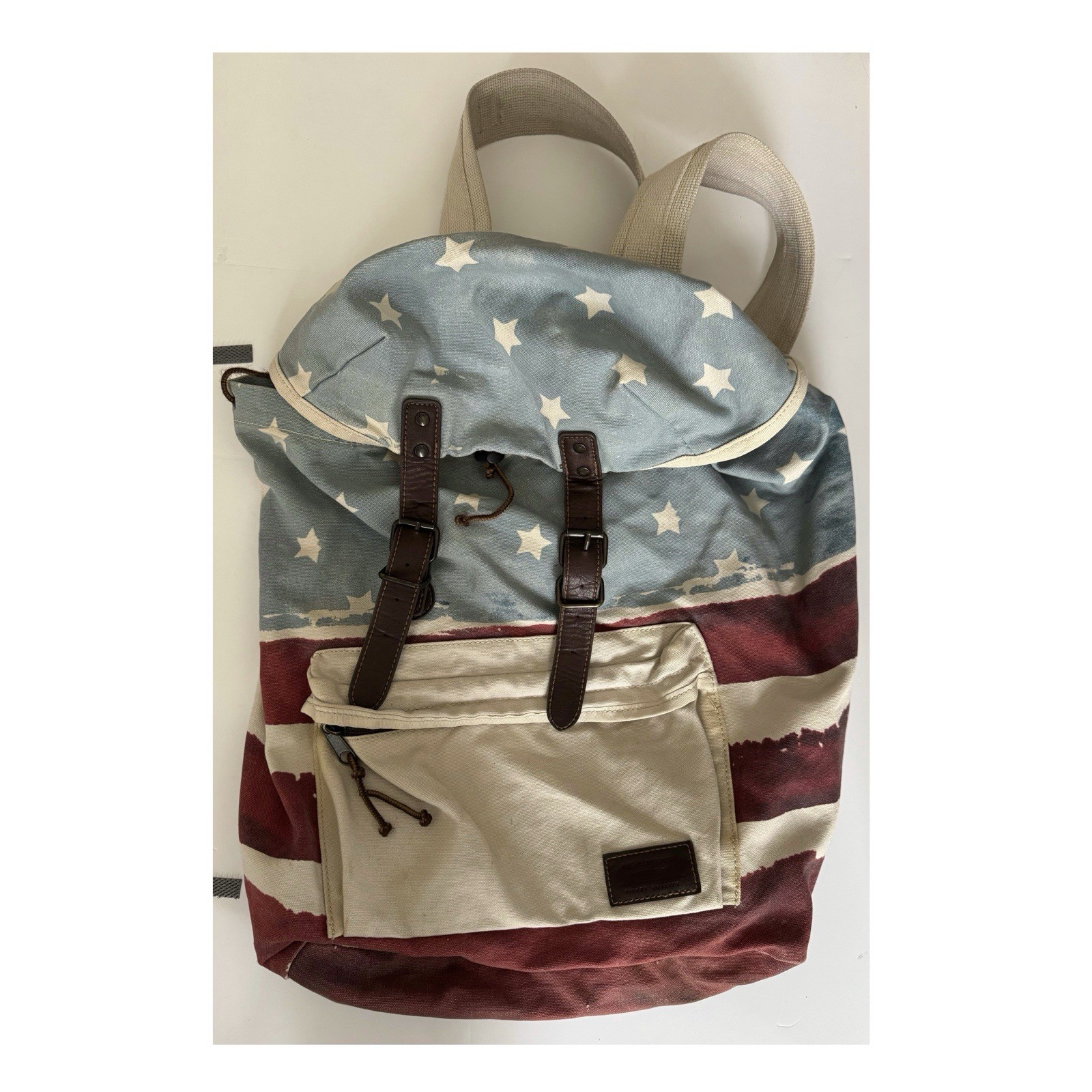 Vintage American Eagle Canvas Lg. Capacity Backpack Flag Non-Smoking/pets NWOT