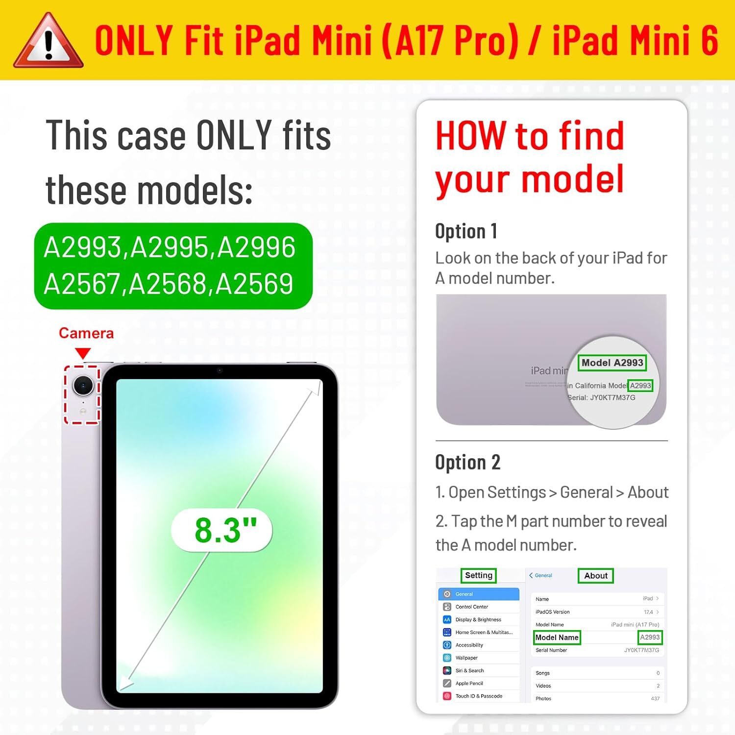 Case for iPad Mini 7 (A17 Pro) 2024 / iPad Mini 6 Multi-Angle Smart Stand Cover
