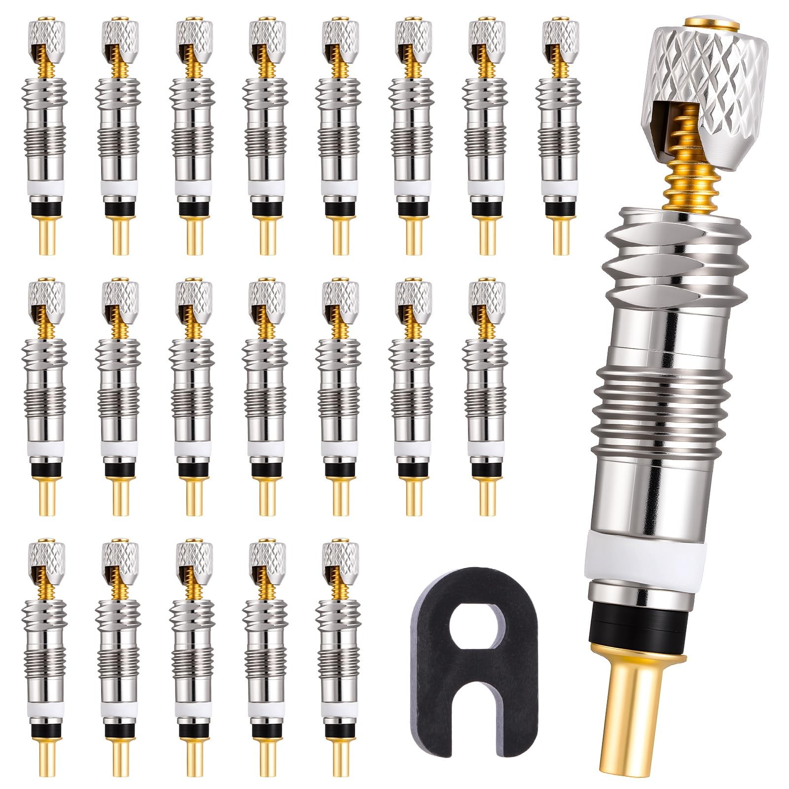 21 Pcs Professional Brass Presta Valve Core & Stem Leak-Proof Silver New