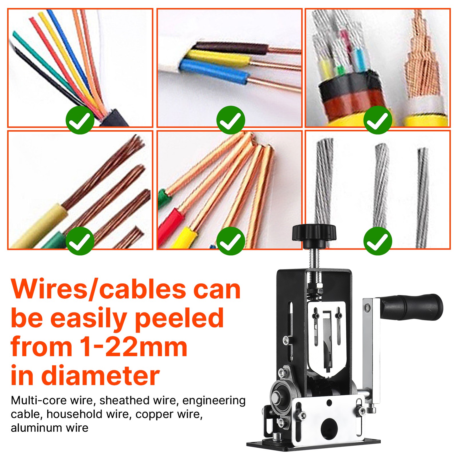 Manual Wire Stripping Machine 0.04''-0.98'' Copper Stripper With Hand THFI NLIH