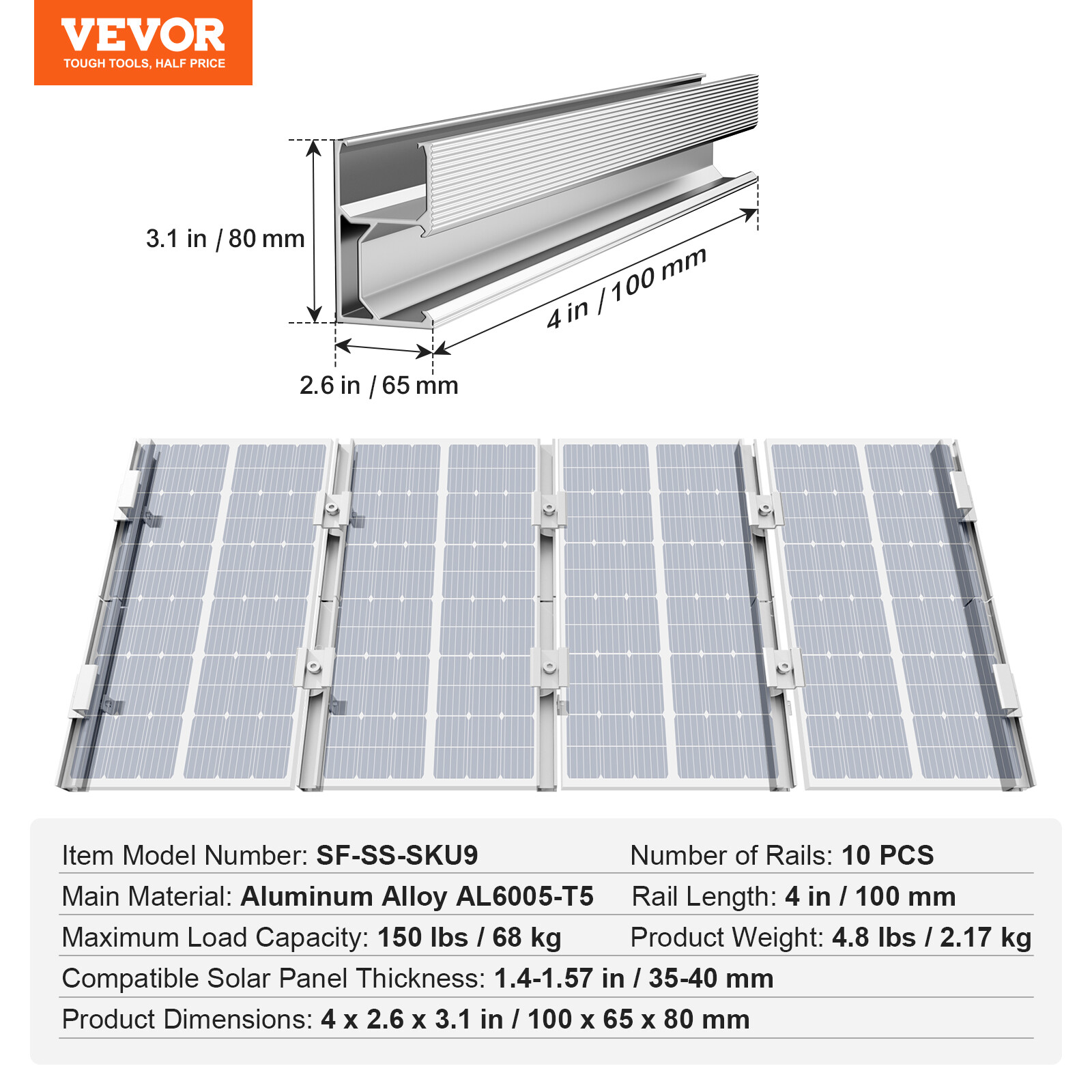 VEVOR Solar Panel Mounting Brackets Solar Panel Mounting Kit for Various Roofs
