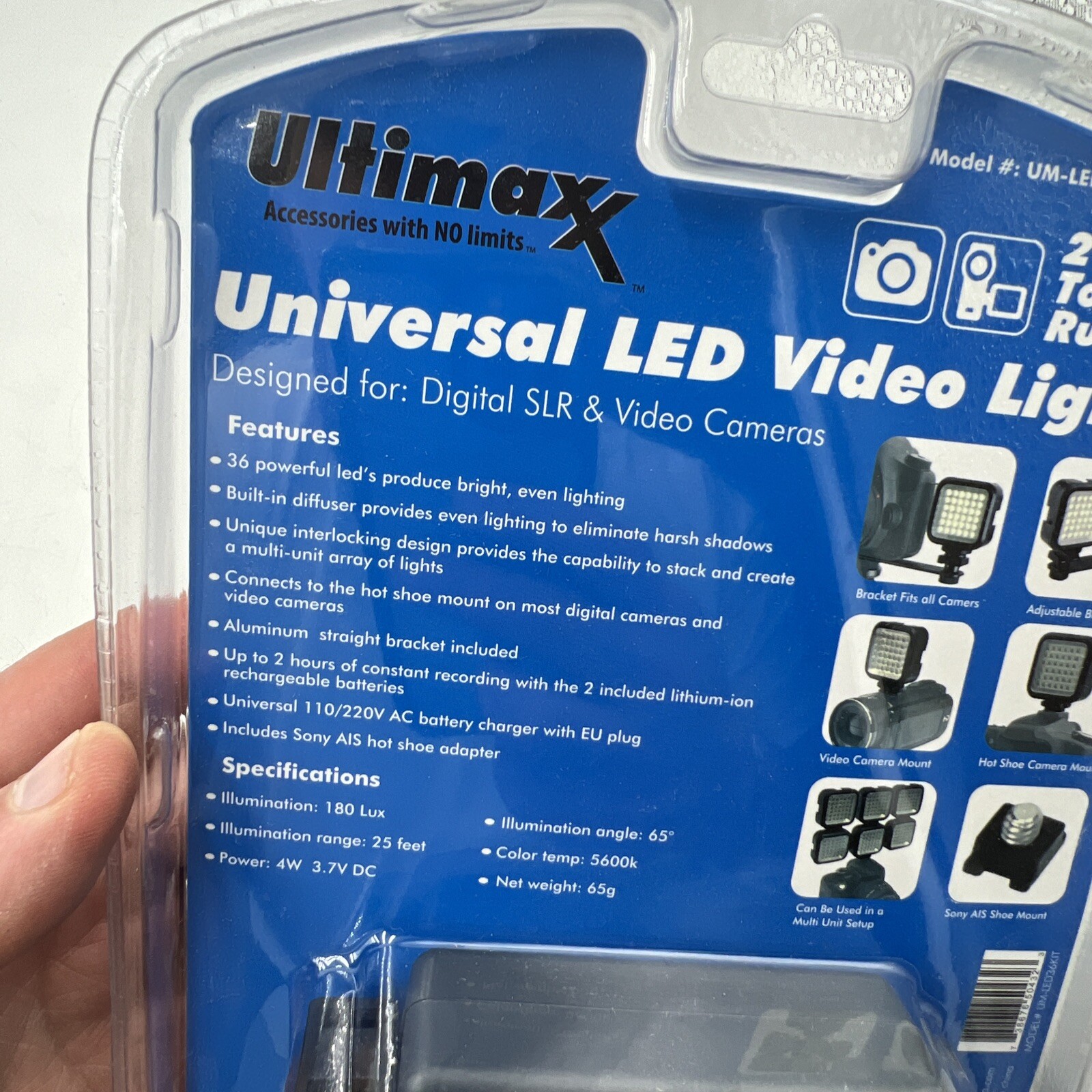 ULTIMAXX UNIVERSAL LED VIDEO LIGHT STUDIO SERIES - MODEL - UM-LED36KIT - SEALED