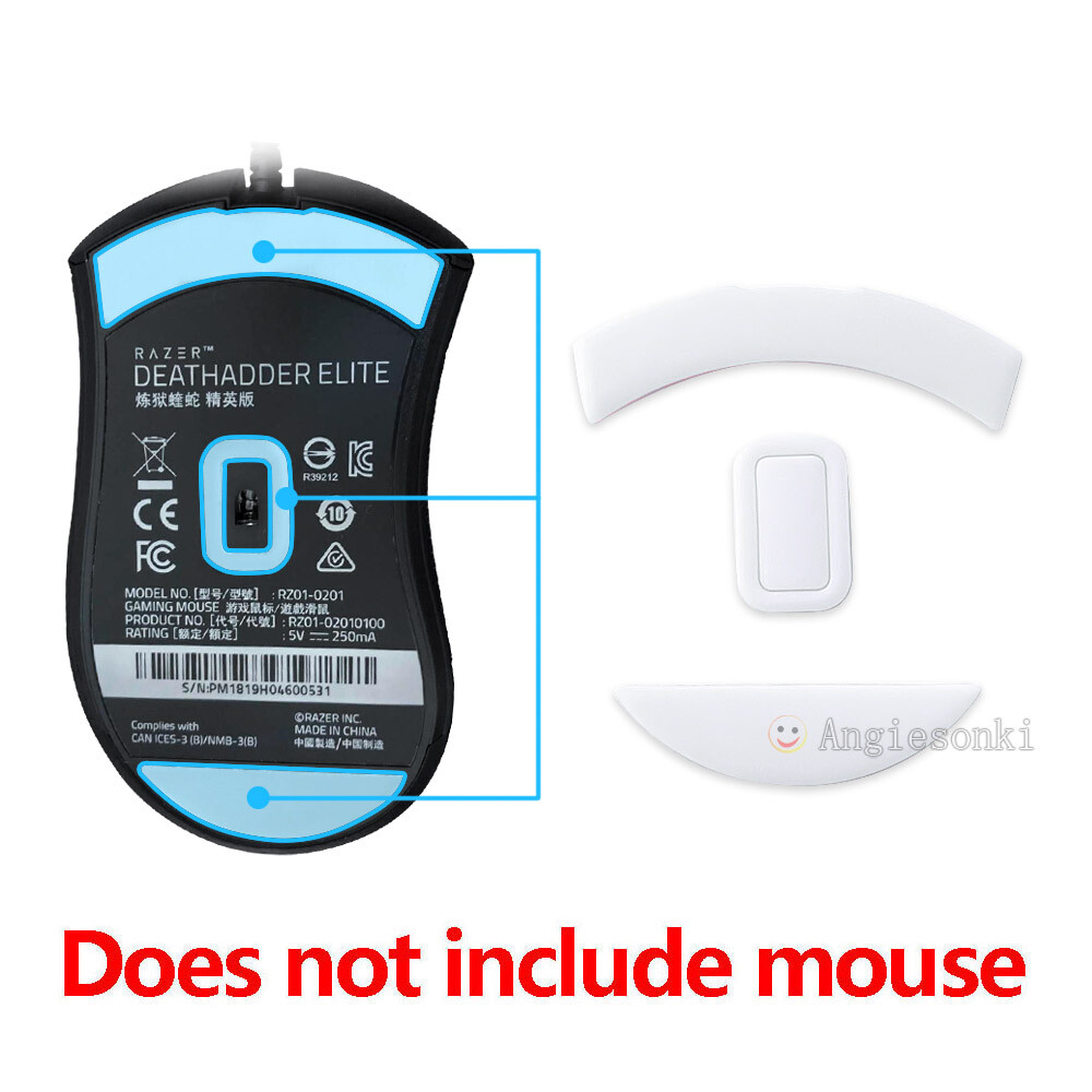 2 Sets White Rounded Curved Mouse Feet Skates for Razer Deathadder Elite mouse