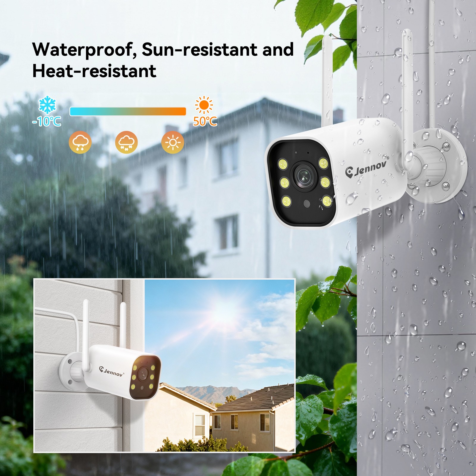 Jennov 5MP Security Camera System NVR with Wide Angle Camera Waterproof 1TB HDD