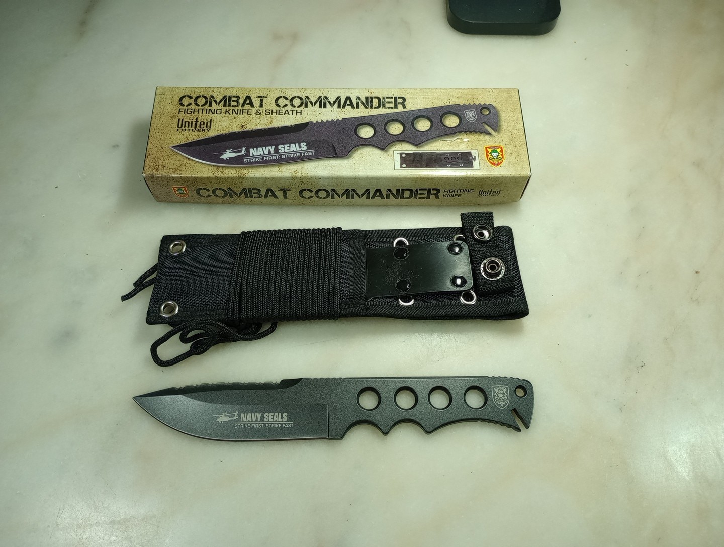 Vintage United Cutlery, Combat Commander Navy Seals Fixed Knife W/Sheath. NIB!