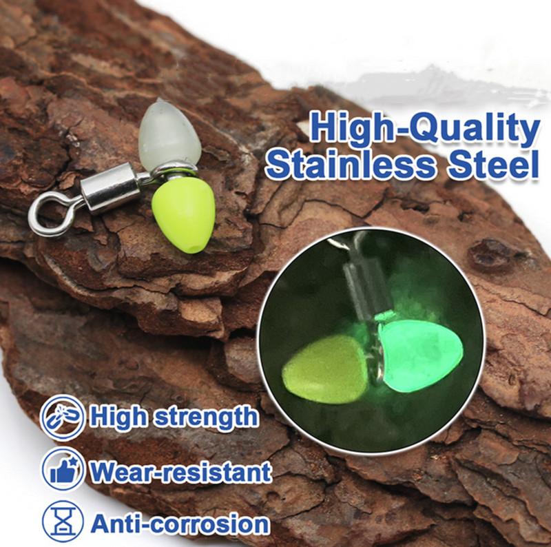 20Pcs New 3-Way Fishing Swivel Snap Luminous Barrel Swivels T-Shape Cross Swivel