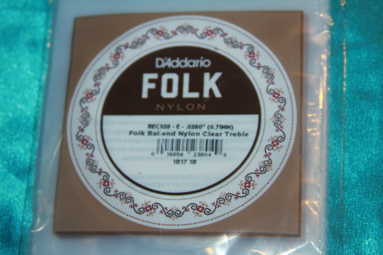 D'Addario Folk Nylon Single Ball End Clear Nylon Guitar String, .028