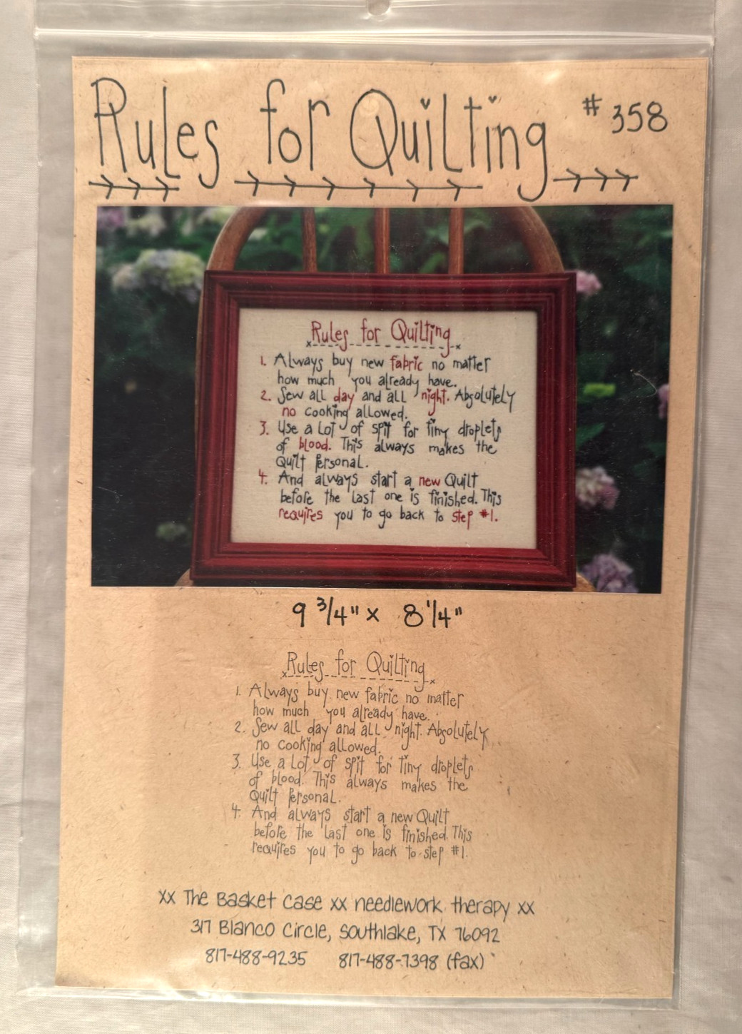 Rules for Quilting - The Basket Case #358 - Pattern and Instructions Only