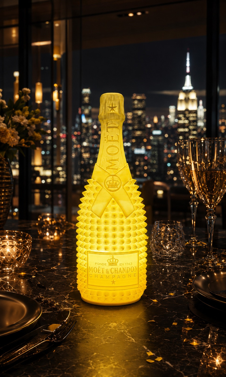 Moet & Chandon Bottle USB LED Night Light Glam Bar Decor 3D Printed Gift