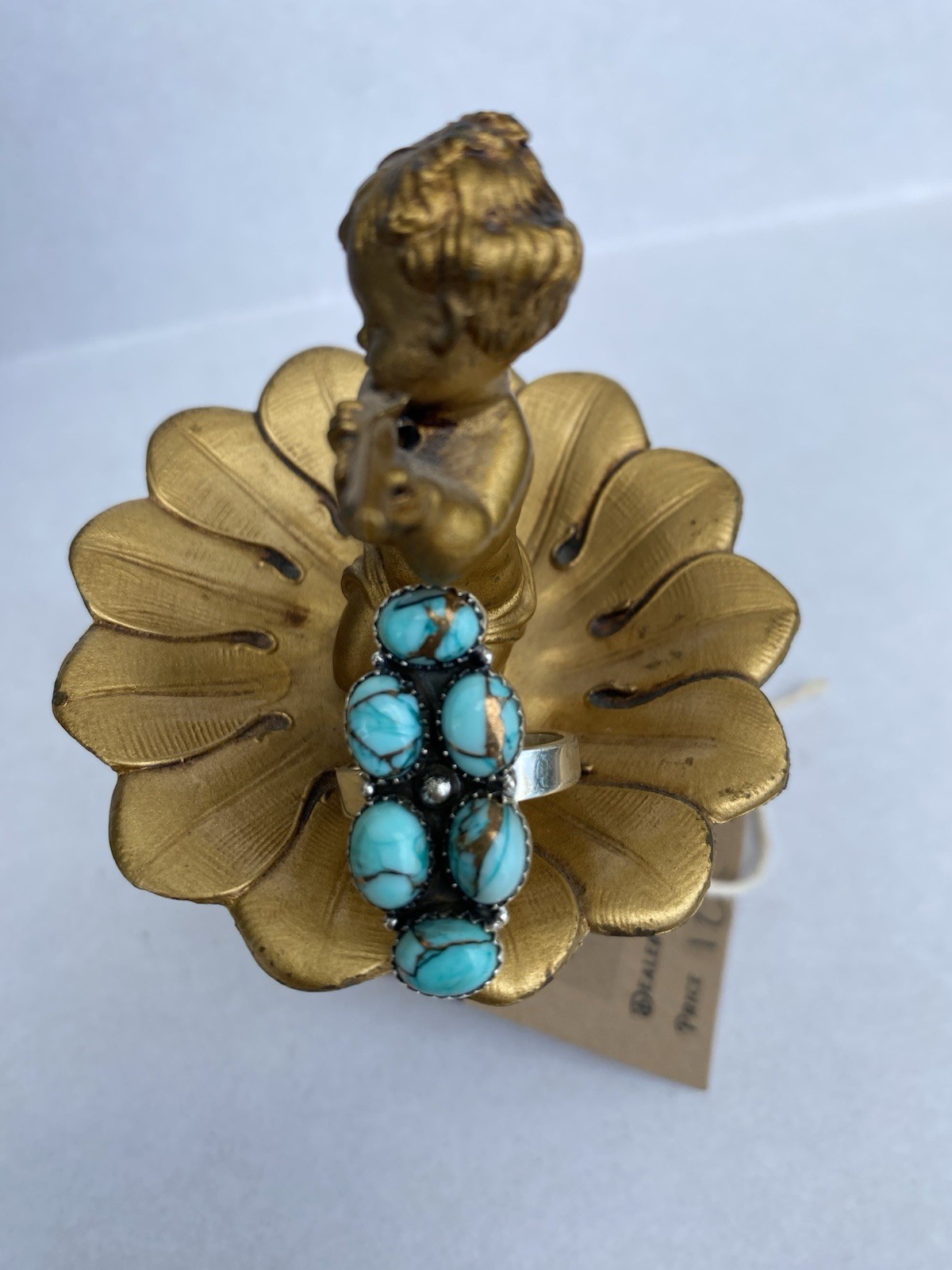 925 Sterling Silver Turquoise Cluster Ring Mint Dahlia 7.5-8