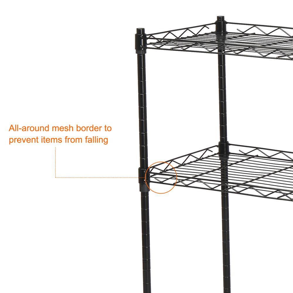5 Tier Assembled Wire Shelving Rack Adjustable Shelf Storage Unit Bookshelf