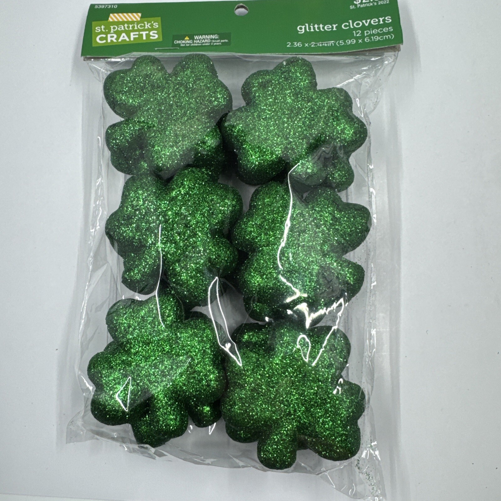 St Patrick’s Day Glitter Leaf Clover Decor-12pc