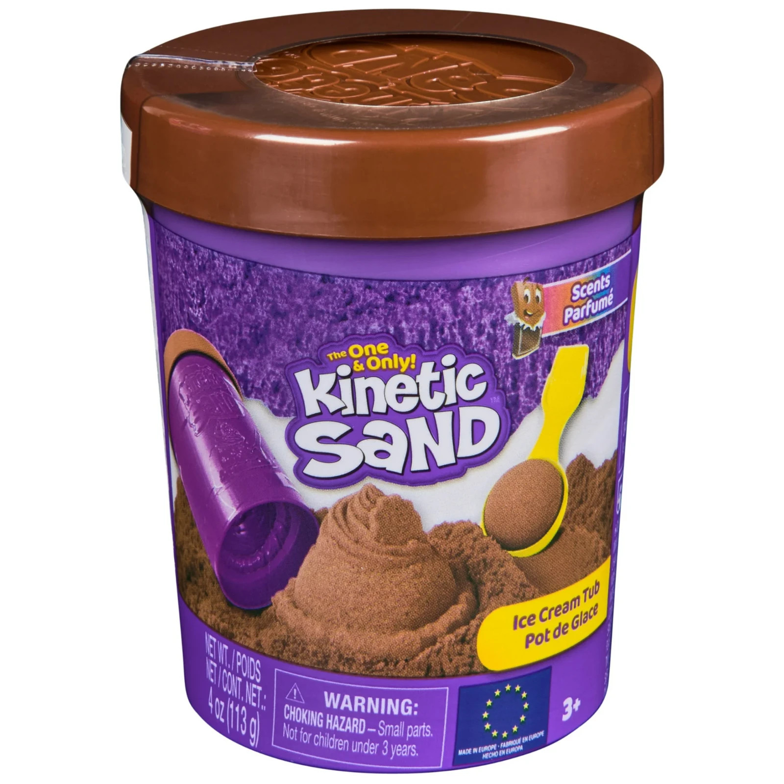 Kinetic Sand Chocolate Scent 4oz Ice Cream Tub + Scoop Ages 3+