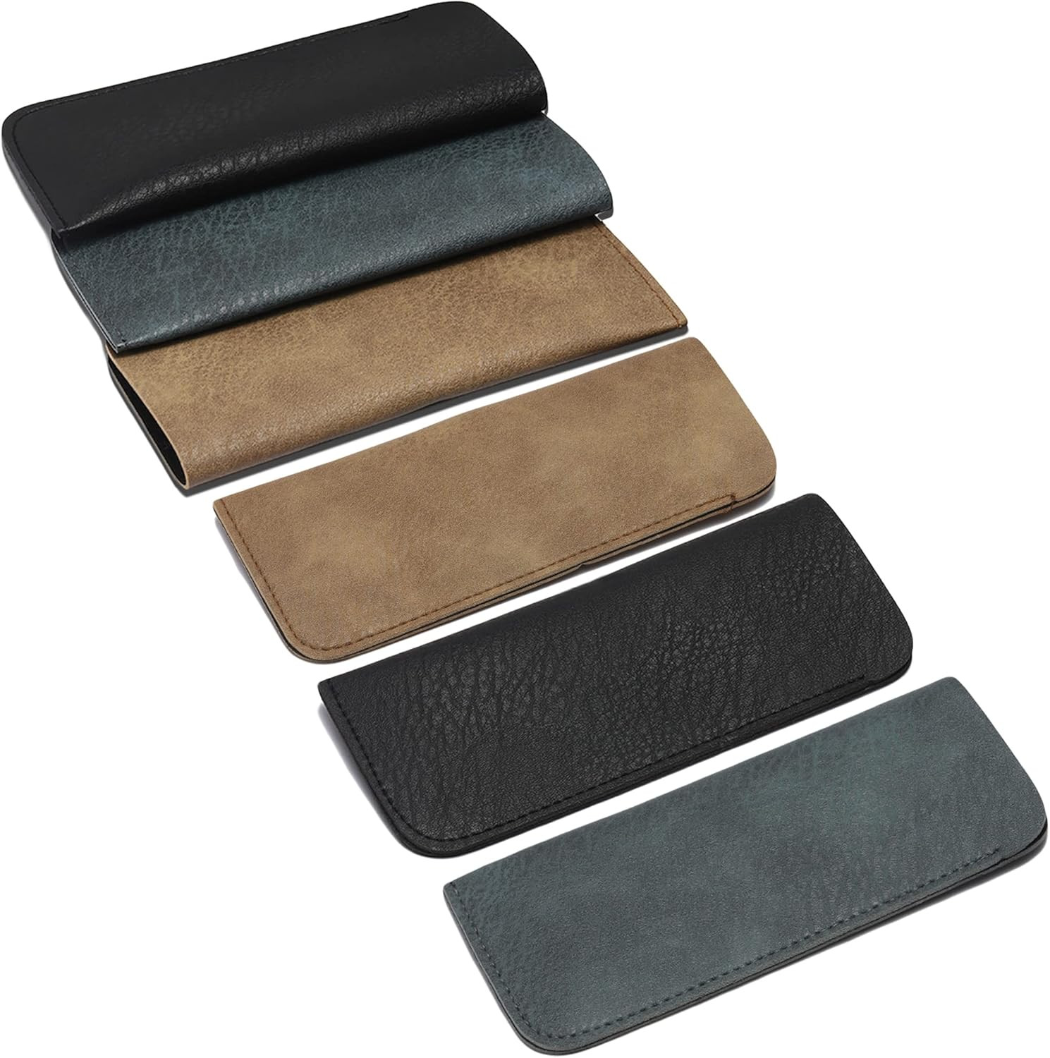 6 Pack Soft Leather Eyeglass Bags Portable Unisex Glasses Pouch Multiple Pens Sl