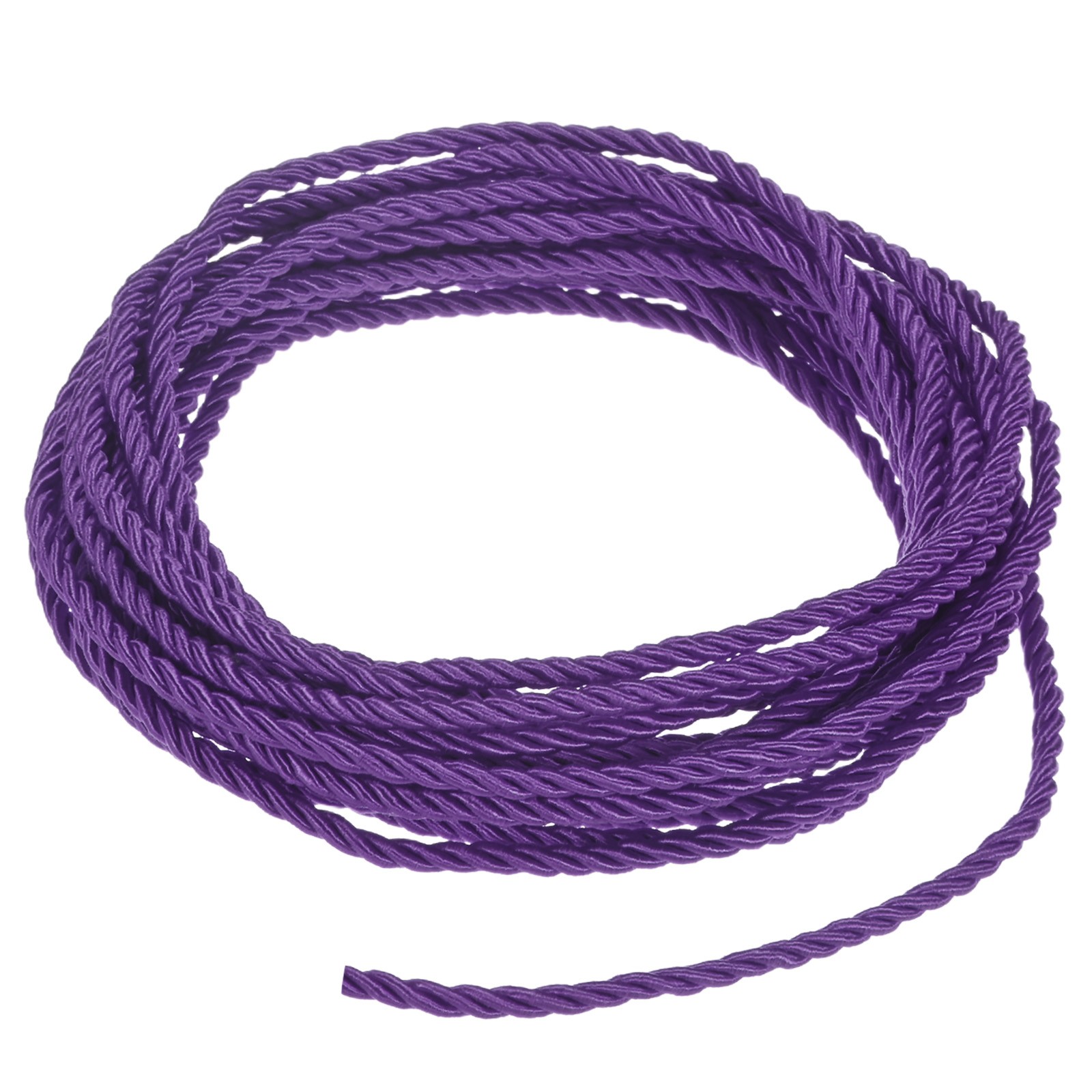 5 Yards Soft Twisted Rope Trim, 3mm Dark Purple Polyester Cord for DIY Craft