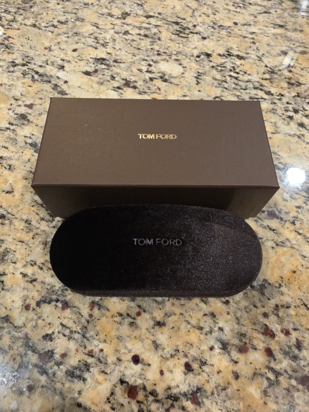 Tom Ford Sunglasses Eyeglasses Velvet Hard Case w/ Cleaning Cloth & BOX Brown