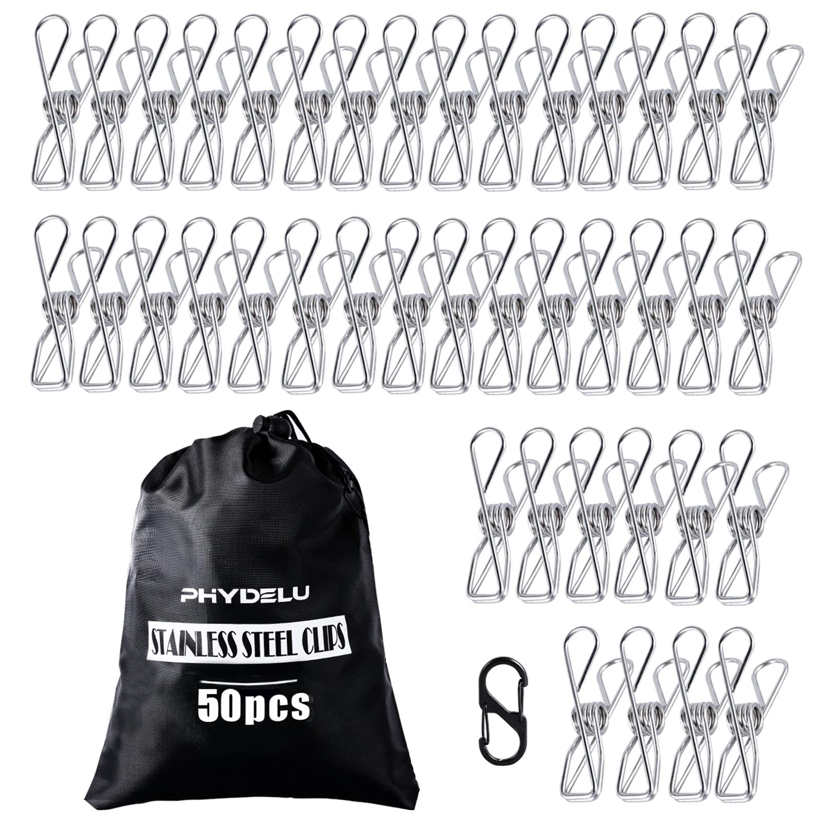 50PCS Stainless Steel Laundry Clothes Pins Heavy Duty Outdoor Clothespins for...
