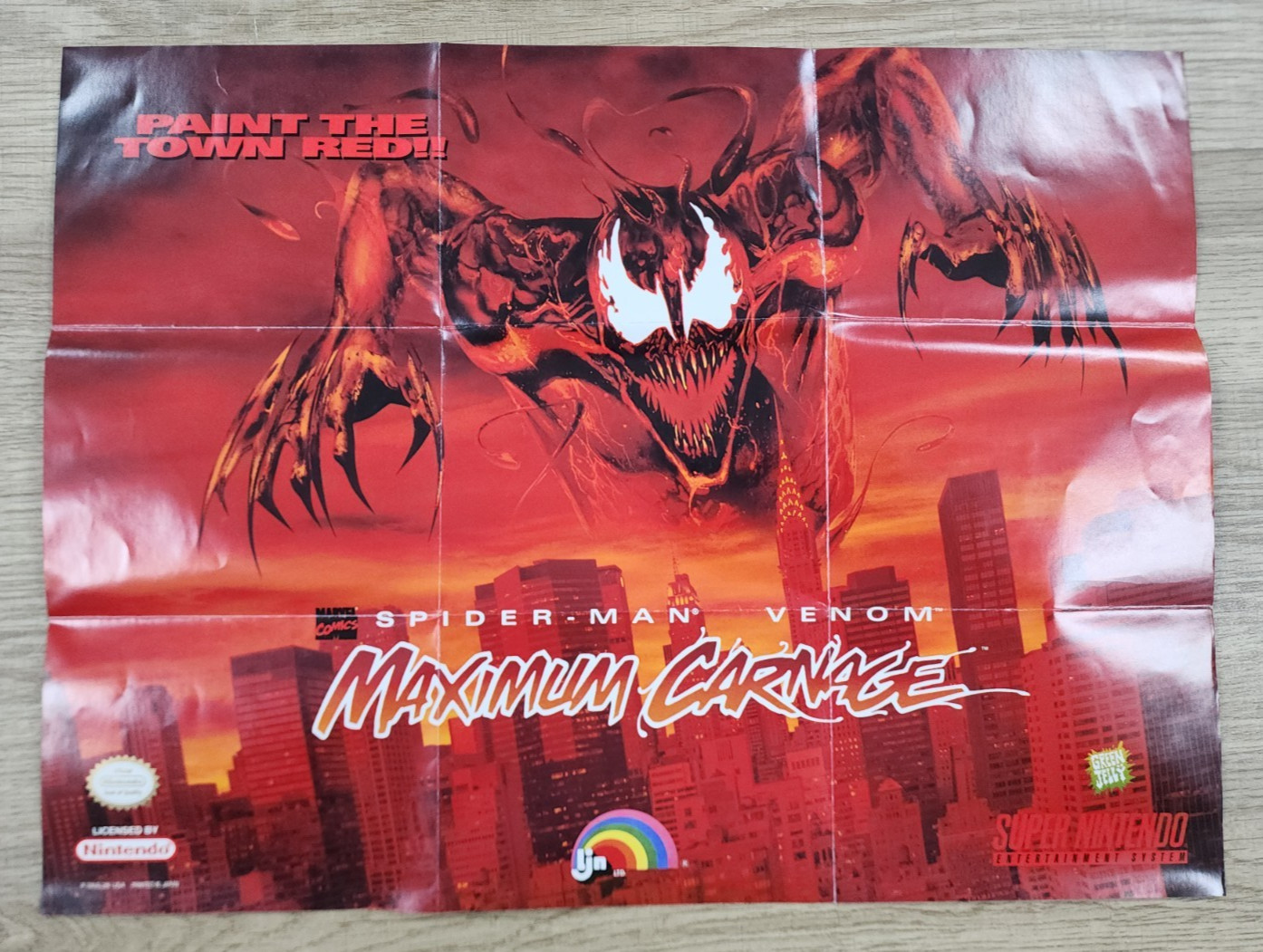AUTHENTIC - MAXIMUM CARNAGE POSTER INSERT ONLY - SNES - P-SNS-28-USA