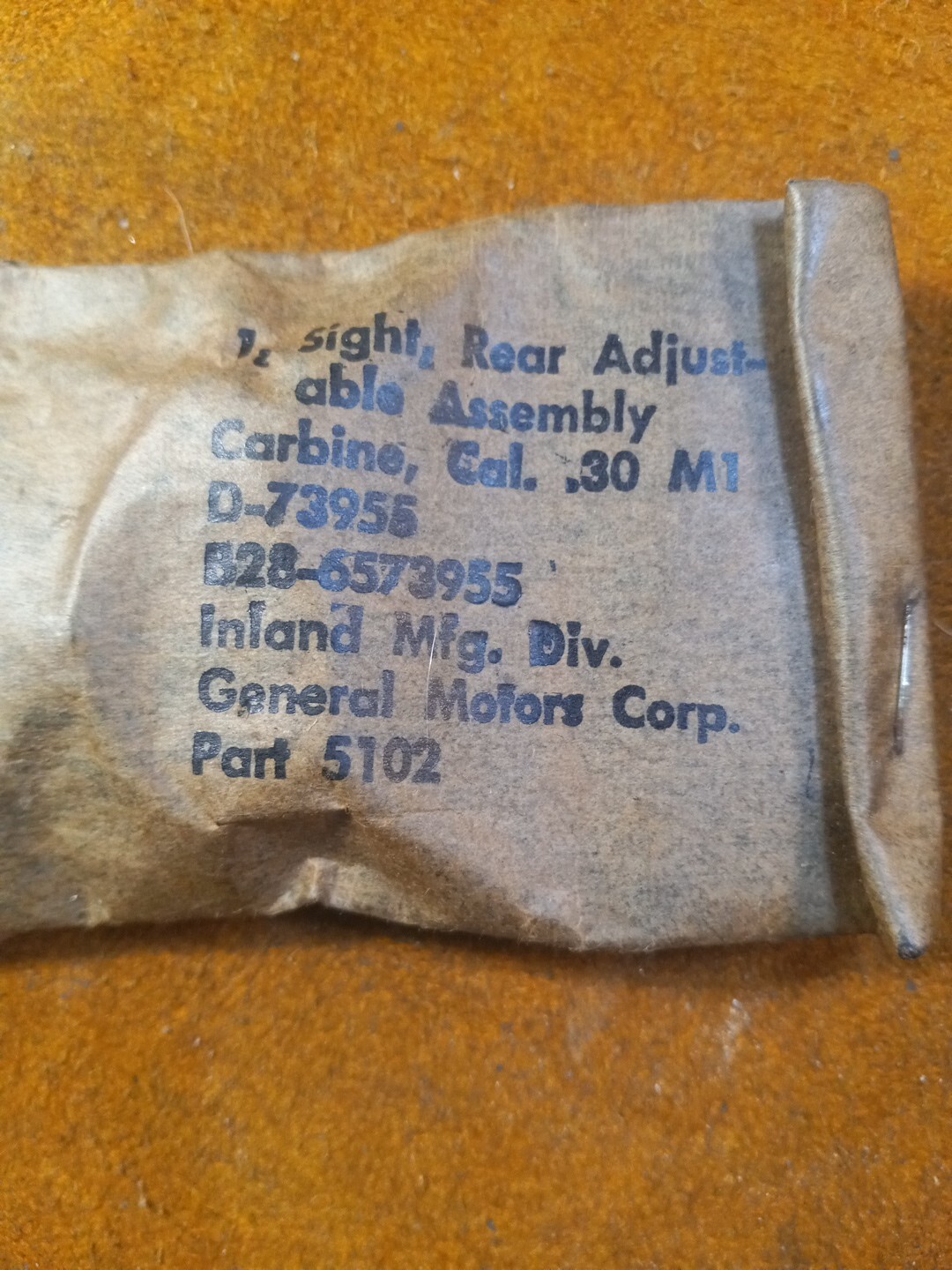 WWII M1 Carbine Rear Sight Inland Milled Adjustable PI stamped