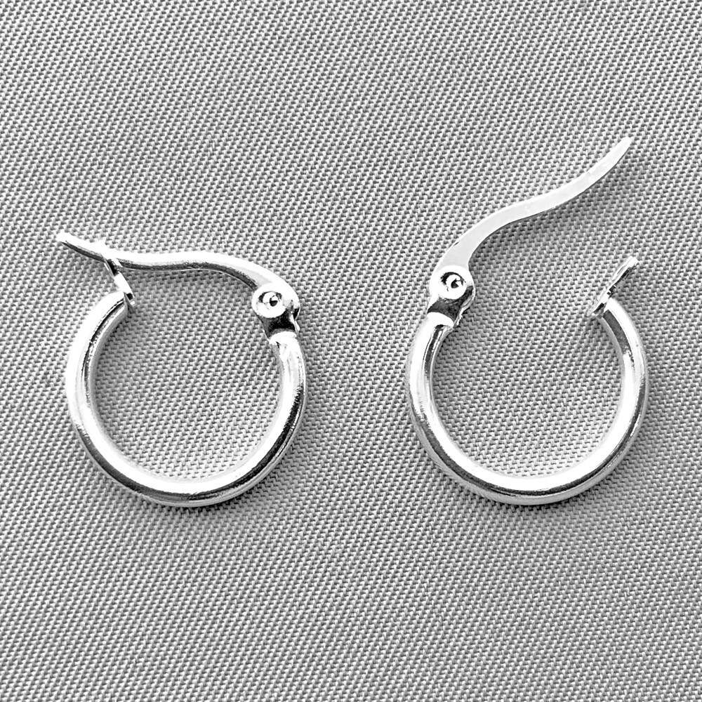 Smooth Hoop Earwires Earrings 16x15mm 12ga Shiny Silver Plated Q2 Pair Per Pkg