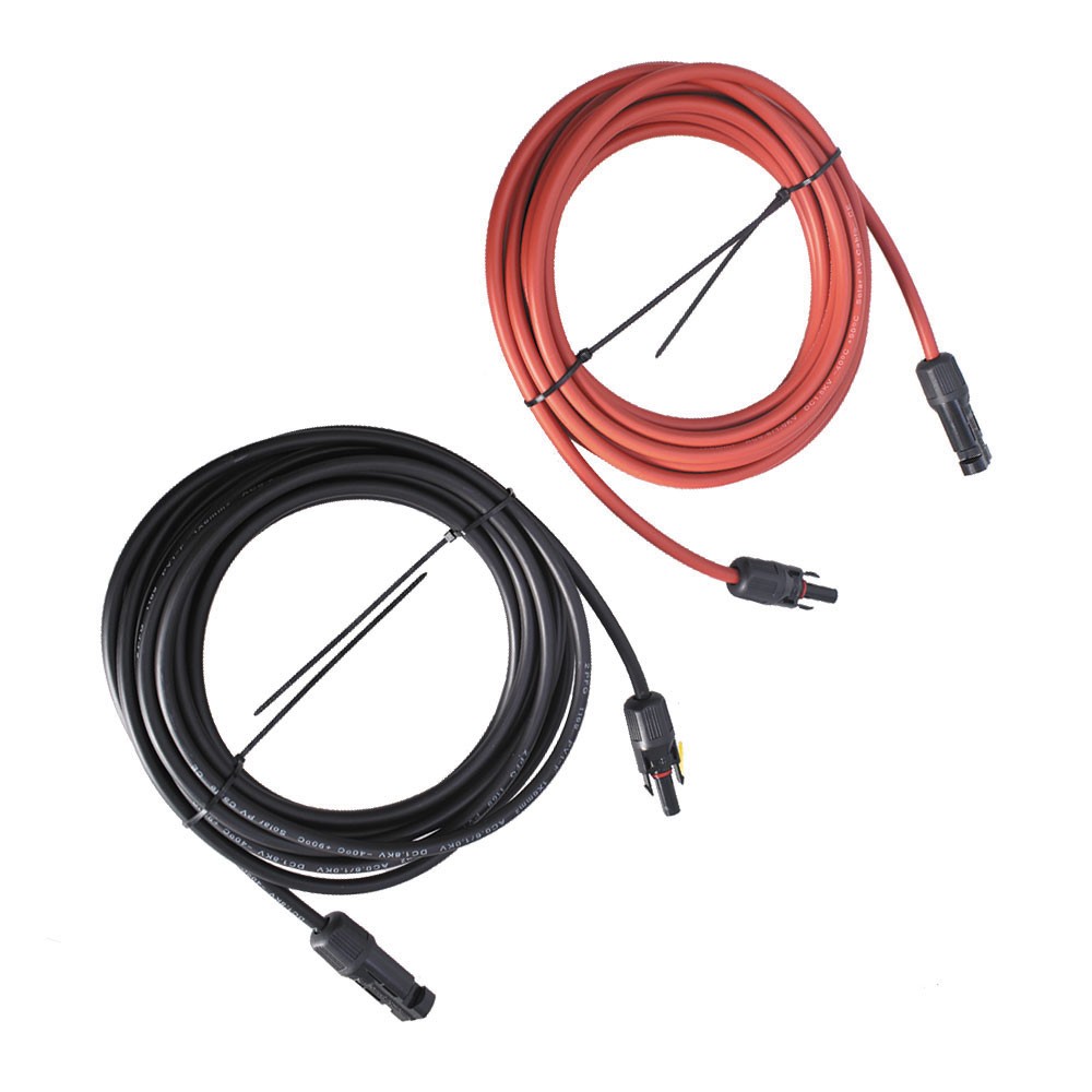 25 FT Black + Red 12AWG Solar Panel Extension Cable Wire Connector 1 Pair